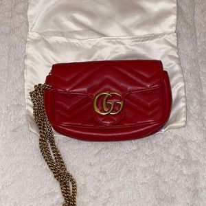 Authentic GG Marmont matelassé leather super mini bag